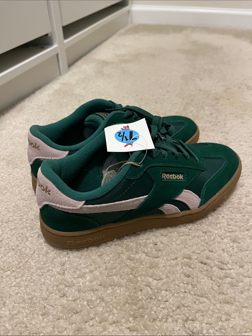 Reebok Green & Light Pink Low-Top Sneakers